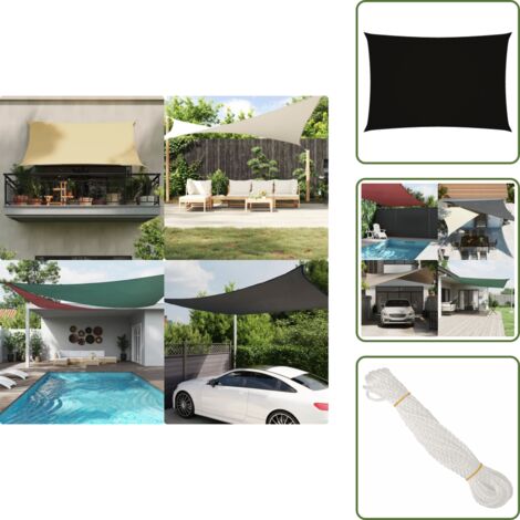 The Living Store Toldo de vela rectangular tela Oxford negro 3x5 m - Toldo rectangular