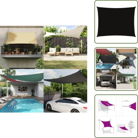 The Living Store Toldo de vela rectangular tela Oxford negro 3x6 m - Toldo rectangular