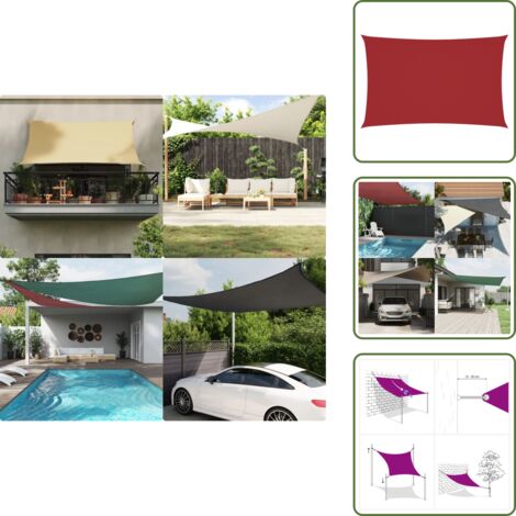 The Living Store Toldo de vela rectangular tela Oxford rojo 2x4,5 m - Toldo rectangular