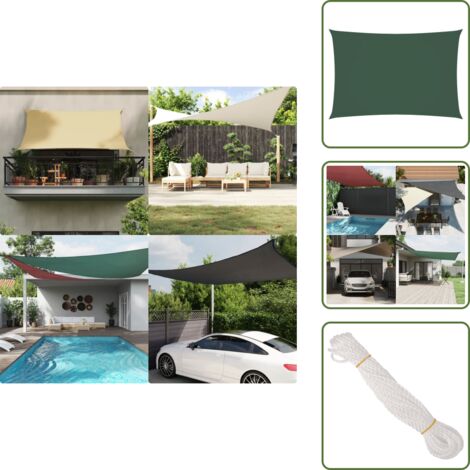 The Living Store Toldo de vela rectangular tela Oxford verde oscuro 2,5x4,5 m - Toldo rectangular