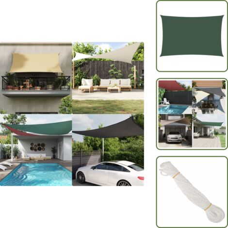 The Living Store Toldo de vela rectangular tela Oxford verde oscuro 2x4 m - Toldo rectangular