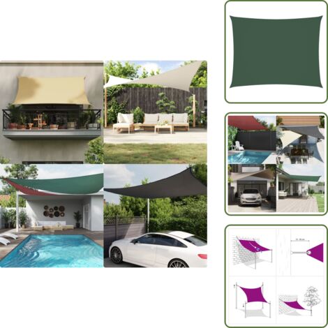 The Living Store Toldo de vela rectangular tela oxford verde oscuro 3x6 m - Toldo rectangular