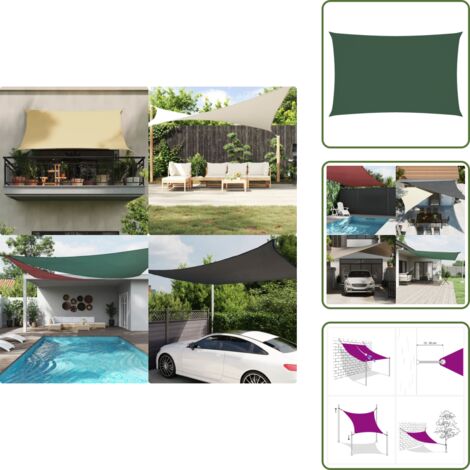 The Living Store Toldo de vela rectangular tela Oxford verde oscuro 4x7 m - Toldo rectangular