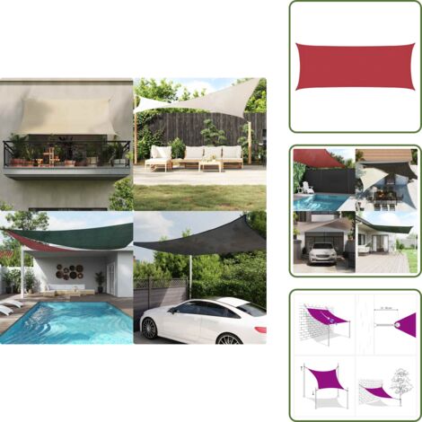 The Living Store Toldo de vela rojo HDPE 160 g/m² 2x4,5 m - Toldo HDPE