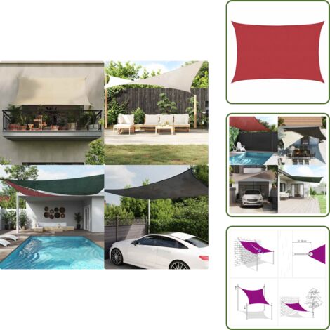 The Living Store Toldo de vela rojo HDPE 160 g/m² 3,5x5 m - Toldo HDPE