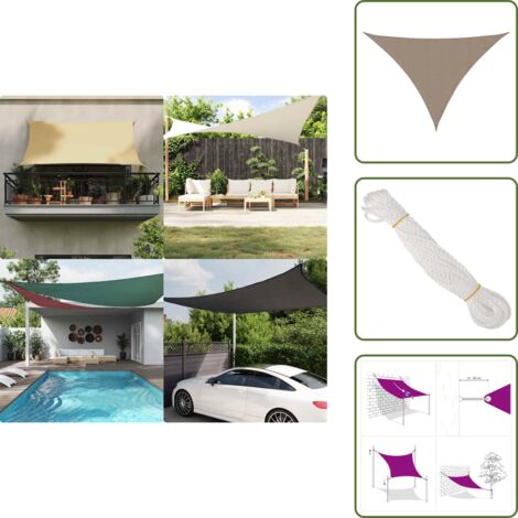 The Living Store Toldo de vela triangular tela Oxford gris taupe 3,5x3,5x4,9 m - Toldo de vela