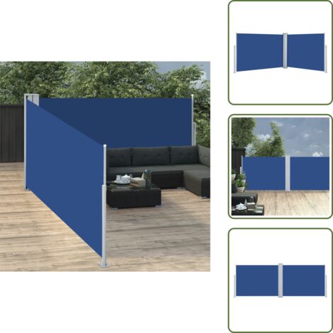 The Living Store Toldo lateral retráctil azul 100x1000 cm - Toldo de jardín
