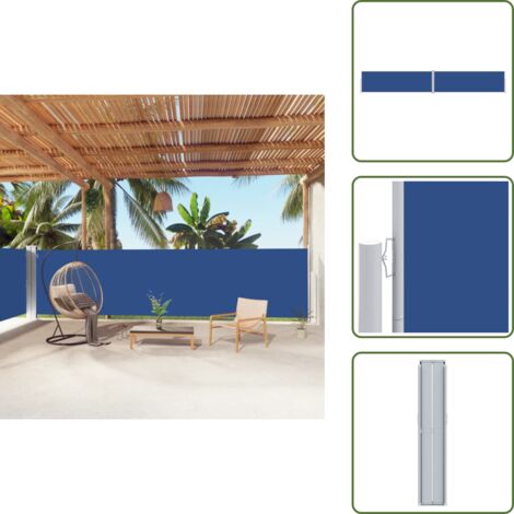 The Living Store Toldo lateral retráctil azul 160x1000 cm - Toldo de jardín