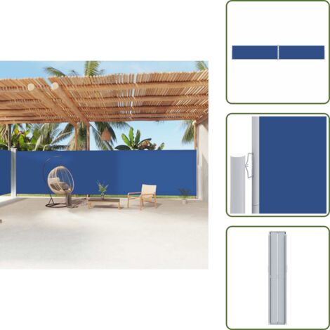 The Living Store Toldo lateral retráctil azul 200x1200 cm - Toldo de jardín