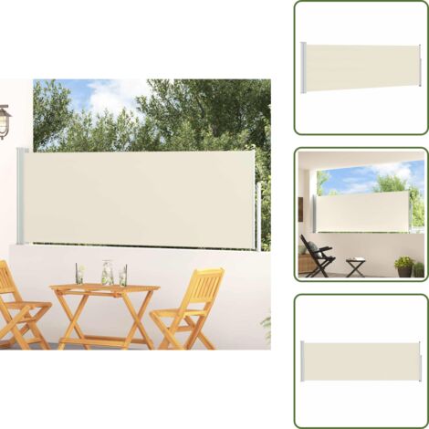 The Living Store Toldo lateral retráctil de jardín color crema 100x300 cm - Toldo de jardín