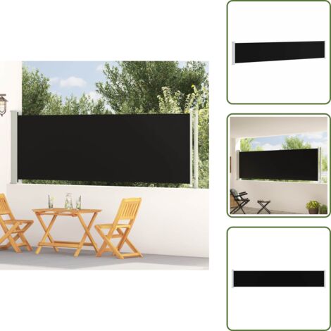 The Living Store Toldo lateral retráctil de jardín negro 117x600 cm - Toldo retráctil