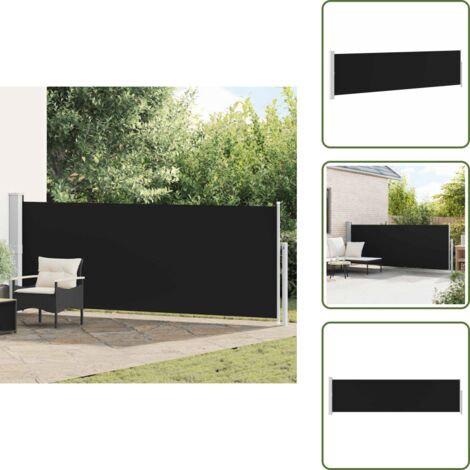 The Living Store Toldo lateral retráctil de jardín negro 140x500 cm - Toldo de jardín