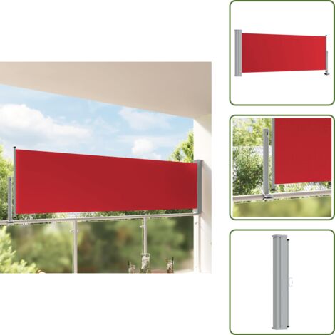 The Living Store Toldo lateral retráctil de jardín o terraza rojo 100x300 cm - Toldo de jardín