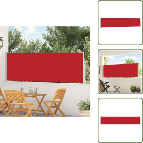 The Living Store Toldo lateral retráctil de jardín rojo 100x500 cm - Toldo de jardín