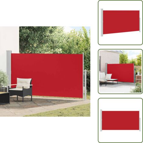 The Living Store Toldo lateral retráctil de jardín rojo 170x300 cm - Toldo de jardín