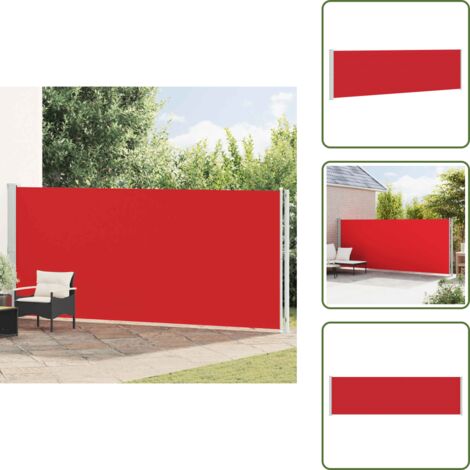 The Living Store Toldo lateral retráctil de jardín rojo 180x600 cm - Toldo de jardín