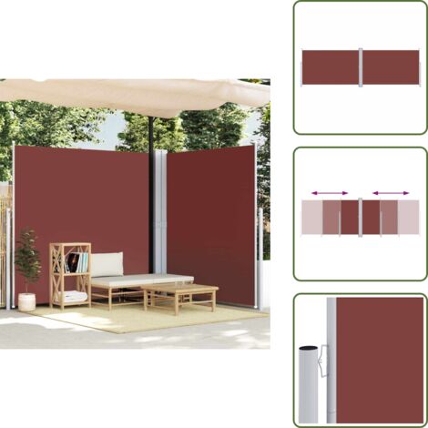 The Living Store Toldo lateral retráctil marrón 200x600 cm - Toldo de jardín