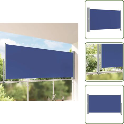 The Living Store Toldo lateral retráctil para patio azul 140x300 cm - Toldo retráctil
