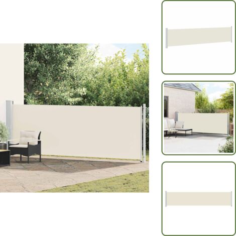 The Living Store Toldo lateral retráctil para patio crema 140x600 cm - Toldo retráctil