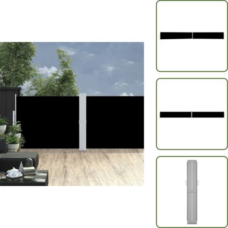 The Living Store Toldo lateral retráctil para patio negro 140x1200 cm - Toldo retráctil