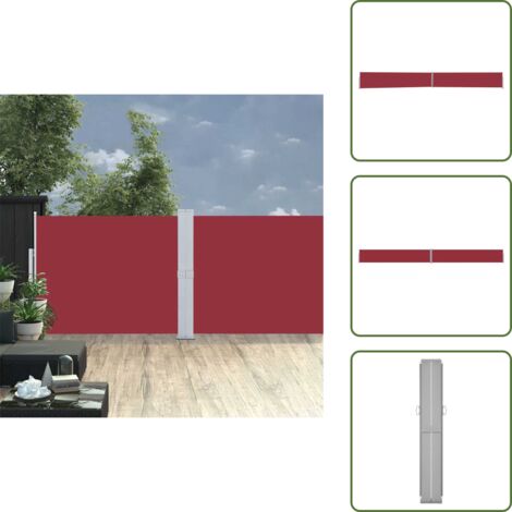 The Living Store Toldo lateral retráctil para patio rojo 140x1200 cm - Toldo retráctil