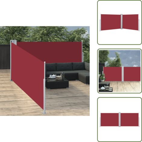 The Living Store Toldo lateral retráctil rojo 100x1000 cm - Toldo de jardín