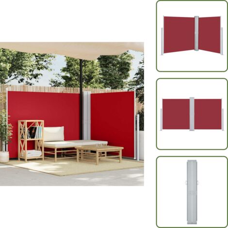 The Living Store Toldo lateral retráctil rojo 140x600 cm - Toldo de jardín