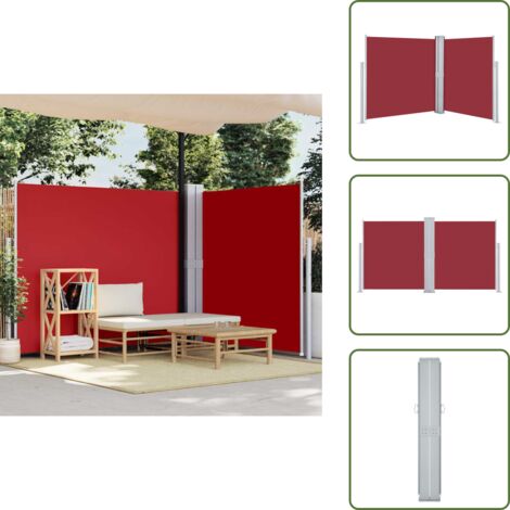 The Living Store Toldo lateral retráctil rojo 160x600 cm - Toldo de jardín