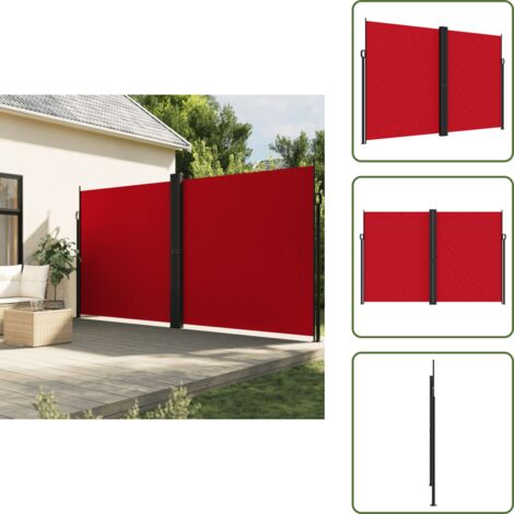The Living Store Toldo lateral retráctil rojo 220x1200 cm - Toldo retráctil