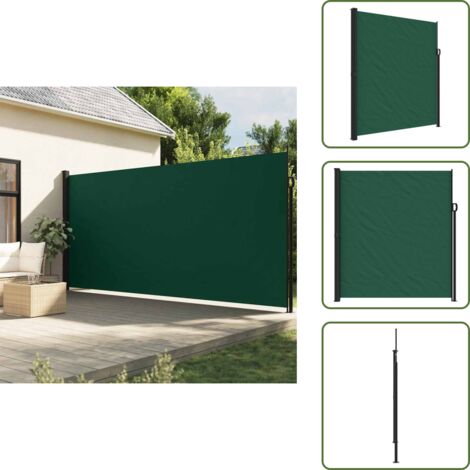 The Living Store Toldo lateral retráctil verde oscuro 220x500 cm - Toldo retráctil