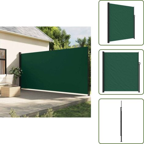 The Living Store Toldo lateral retráctil verde oscuro 220x600 cm - Toldo retráctil
