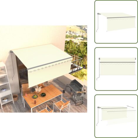 The Living Store Toldo manual retráctil con persiana color crema 3x2,5m - Toldo exterior