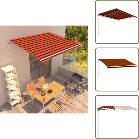 The Living Store Toldo manual retráctil naranja y marrón 400x300 cm - Toldo manual