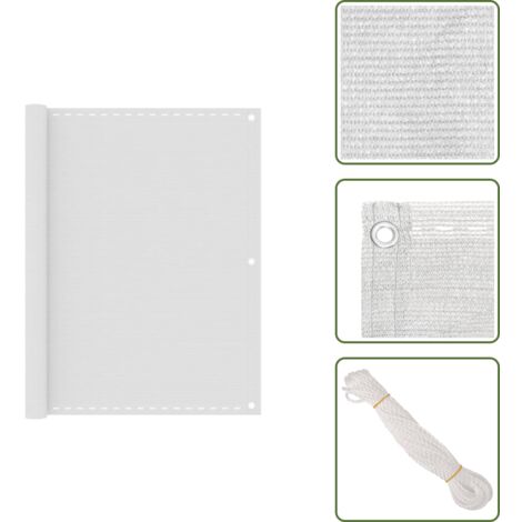 The Living Store Toldo para balcón HDPE blanco 120x500 cm - Mampara para balcón