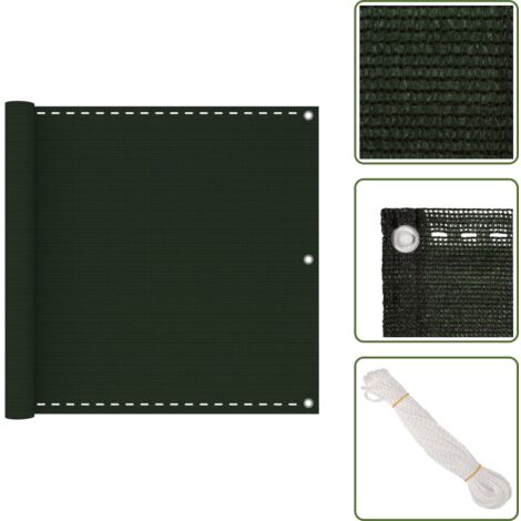 The Living Store Toldo para balcón HDPE verde oscuro 90x500 cm - Mampara para balcón