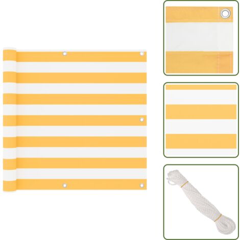 The Living Store Toldo para balcón tela oxford blanco y amarillo 90x600 cm - Toldo impermeable