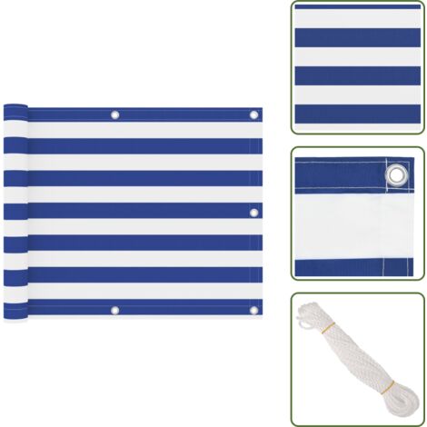 The Living Store Toldo para balcón tela oxford blanco y azul 75x500 cm - Toldo para balcón azul