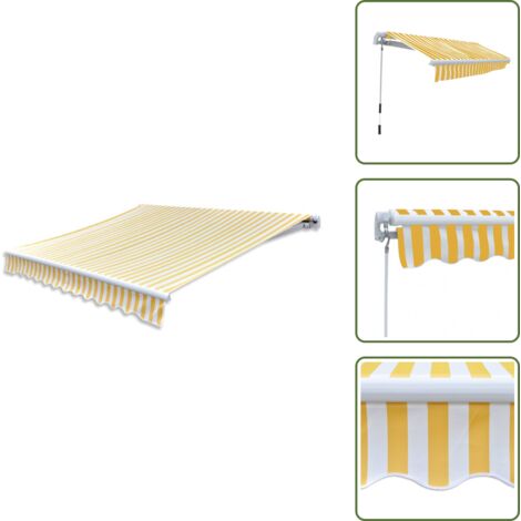 The Living Store Toldo plegable de operación manual 300 cm amarillo y blanco - Toldo manual