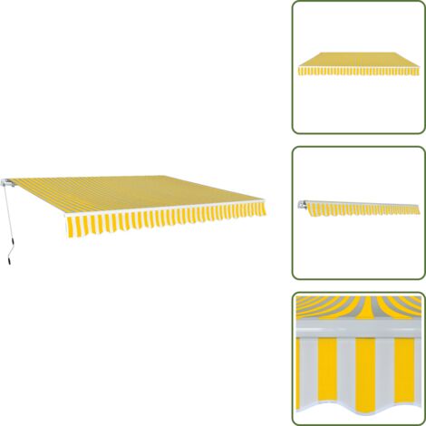 The Living Store Toldo plegable de operación manual 400 cm amarillo y blanco - Toldo manual
