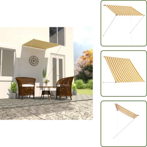 The Living Store Toldo retráctil amarillo y blanco 100x150 cm - Toldo para ventana