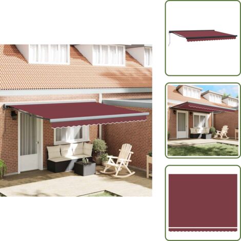The Living Store Toldo retráctil automático burdeos 400x300 cm - Toldo de patio
