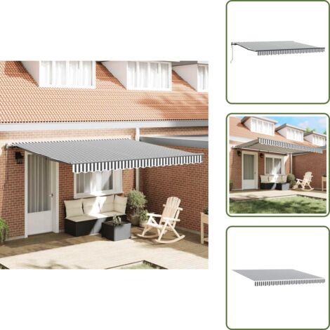 The Living Store Toldo retráctil automático gris antracita y blanco 400x300 cm - Toldo automático