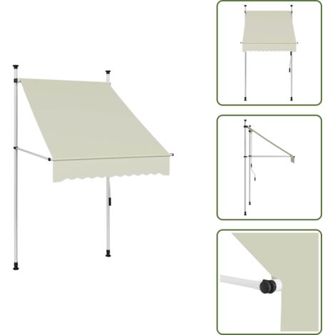 The Living Store Toldo retráctil de operación manual color crema 100 cm - Toldo manual