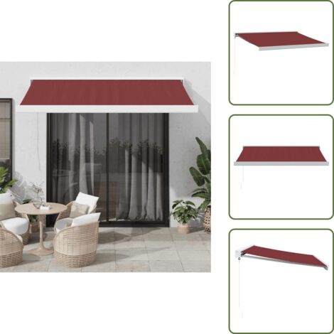 The Living Store Toldo retráctil manual color burdeos 350x250 cm - Toldo manual