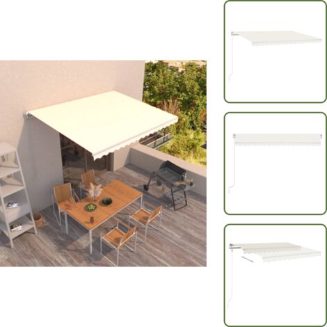 The Living Store Toldo retráctil manual crema 400x350 cm - Toldo exterior