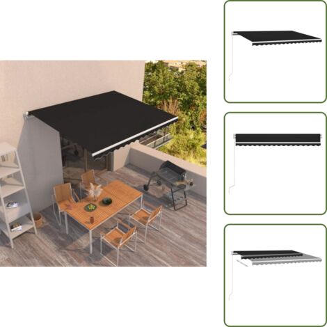 The Living Store Toldo retráctil manual gris antracita 400x350 cm - Toldo exterior