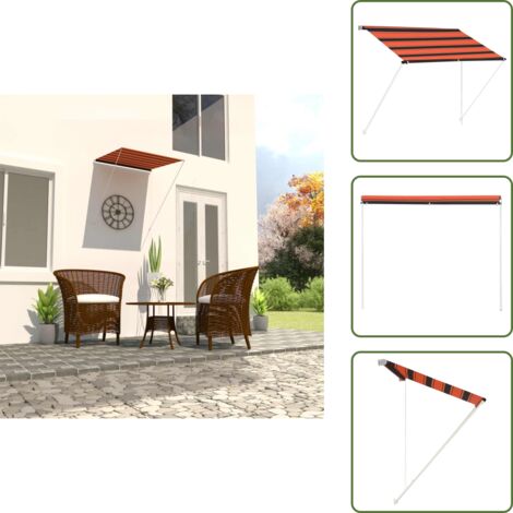 The Living Store Toldo retráctil naranja y marrón 100x150 cm - Toldo para ventana