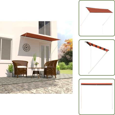 The Living Store Toldo retráctil naranja y marrón 300x150 cm - Toldo para ventana