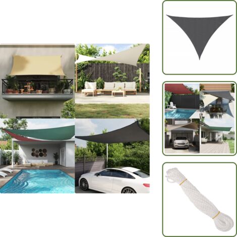 The Living Store Toldo vela triangular tela Oxford gris antracita 3,5x3,5x4,9 m - Toldo de vela