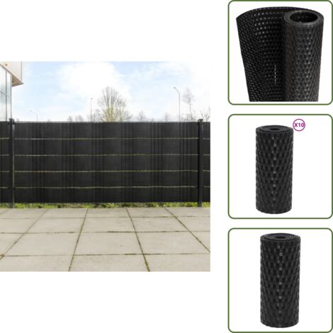 The Living Store Toldos para balcón 10 uds ratán sintético negro 255x19 cm - Toldos de ratán